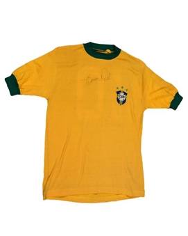 1970 Brazil National Team  Match Worn and Signed Jersey by Pele - LOA from Match Referee and JSA